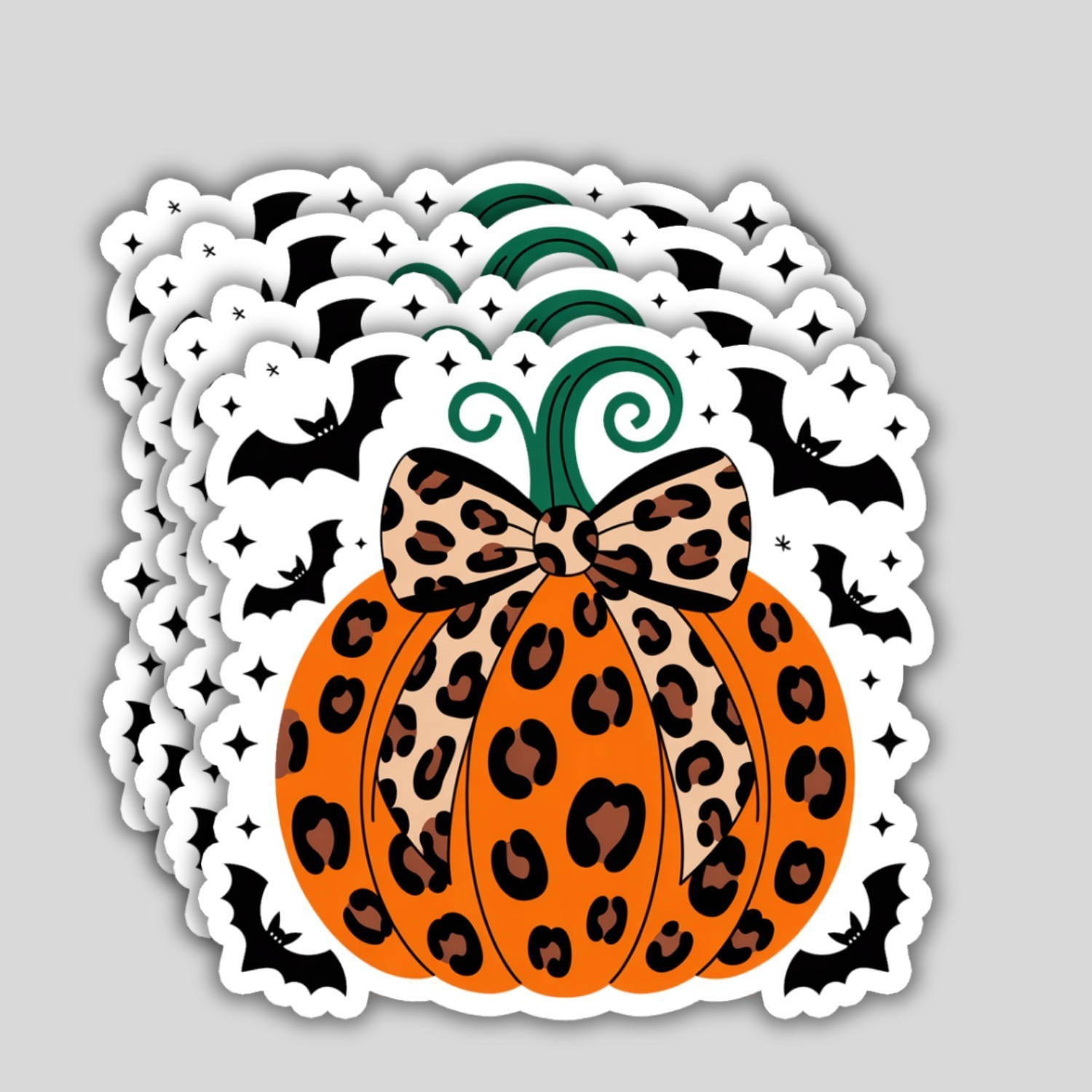 4pcs Leopard Print Pumpkin Stickers – Halloween Fall Vinyl Decals