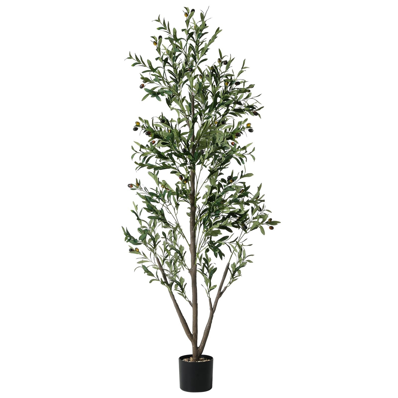 Olive Trees Artificial Indoor, 5FT Tall Faux Olive Tree with Lights Moss and …