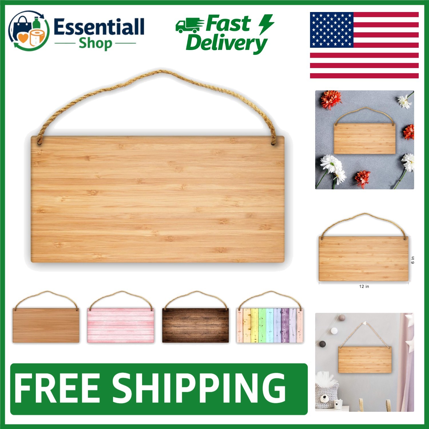 Art Deco Style 12&Prime;x6&Prime; Customized Wooden Sign – Hang & Personalize Easily