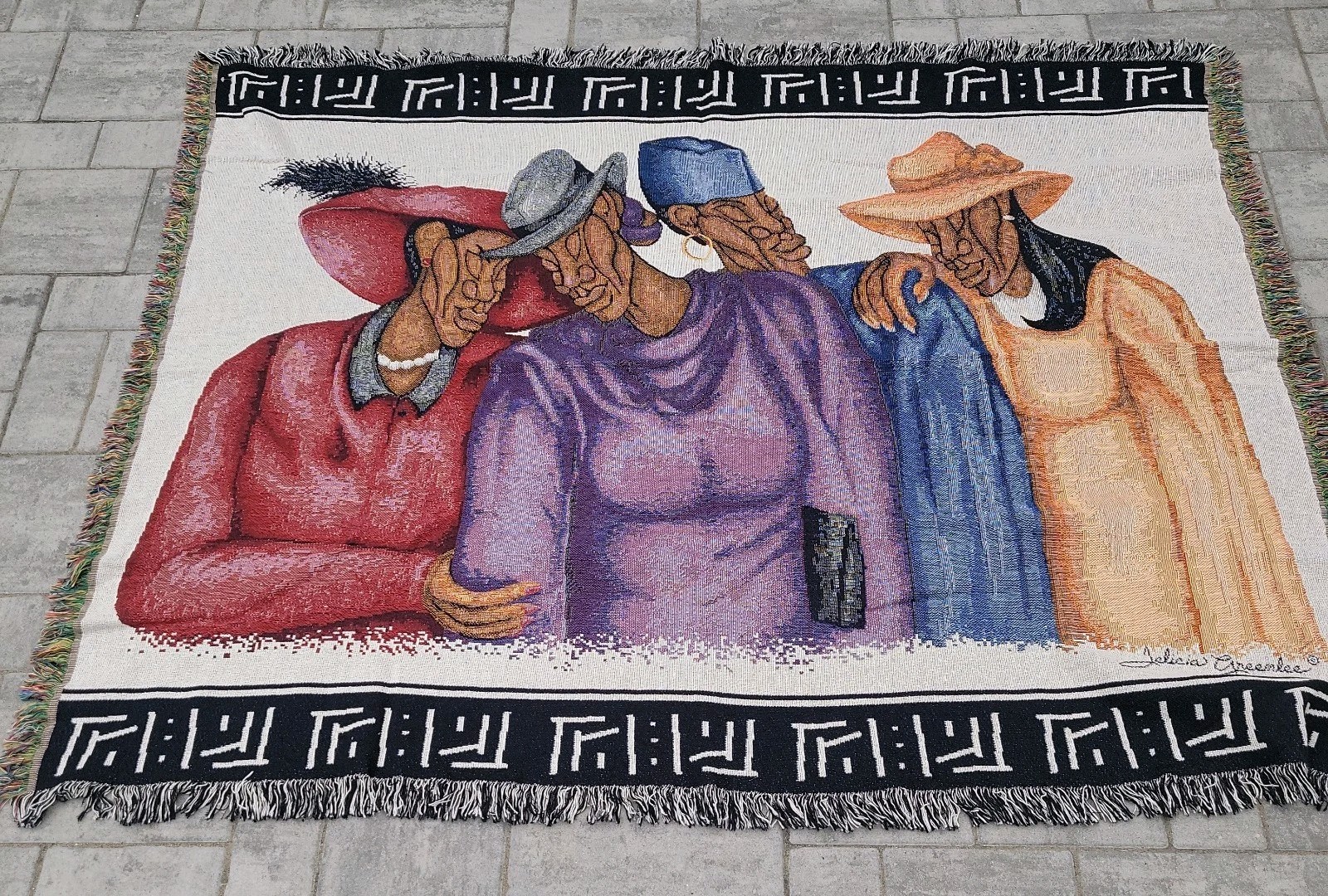 Vintage The Rug Barn Felicia Greenlee Washonaji Tapestry Throw Blanket Woven 69&Prime;