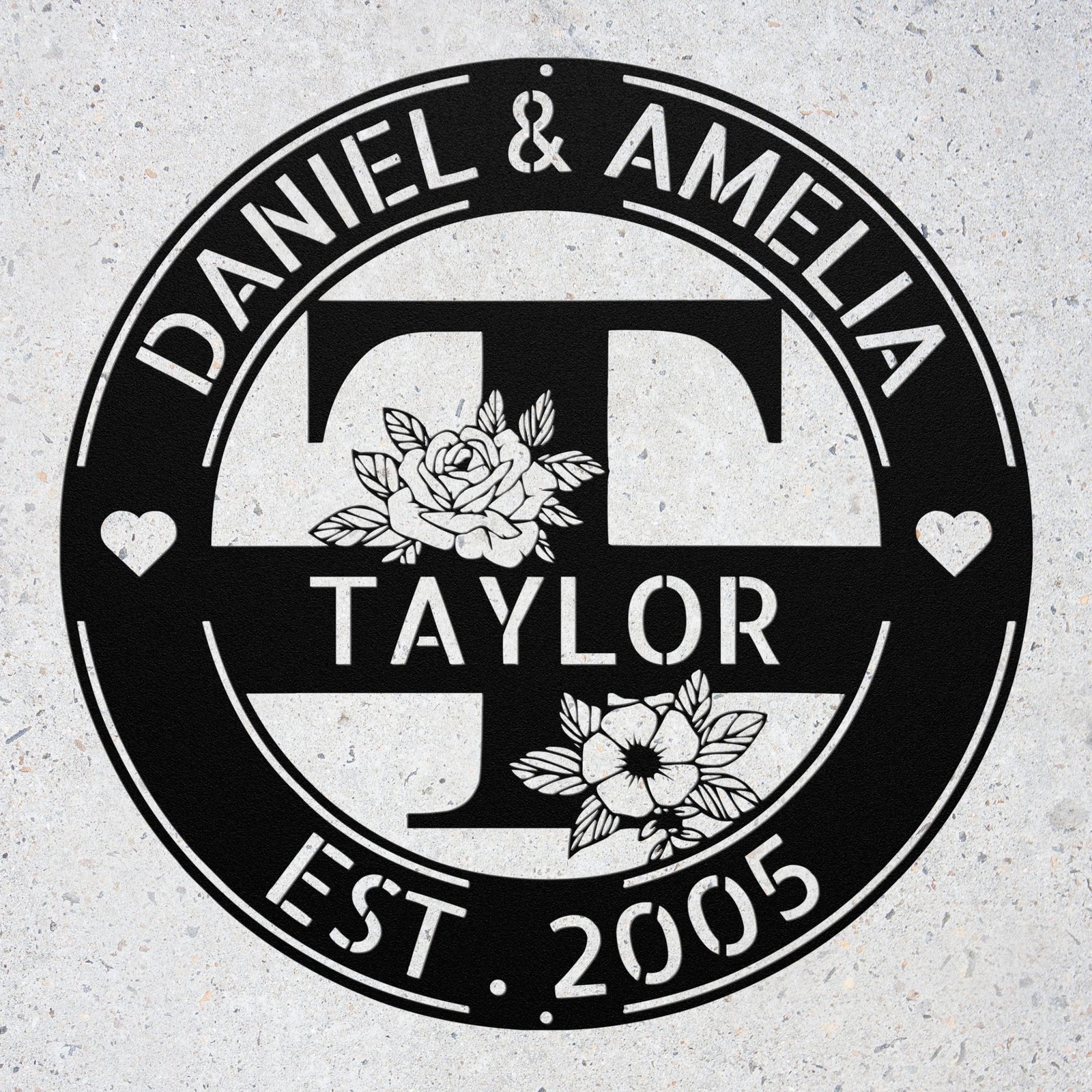 Personalized Last Name Metal Sign A to Z Flower Split Letter Signs Family Gifts