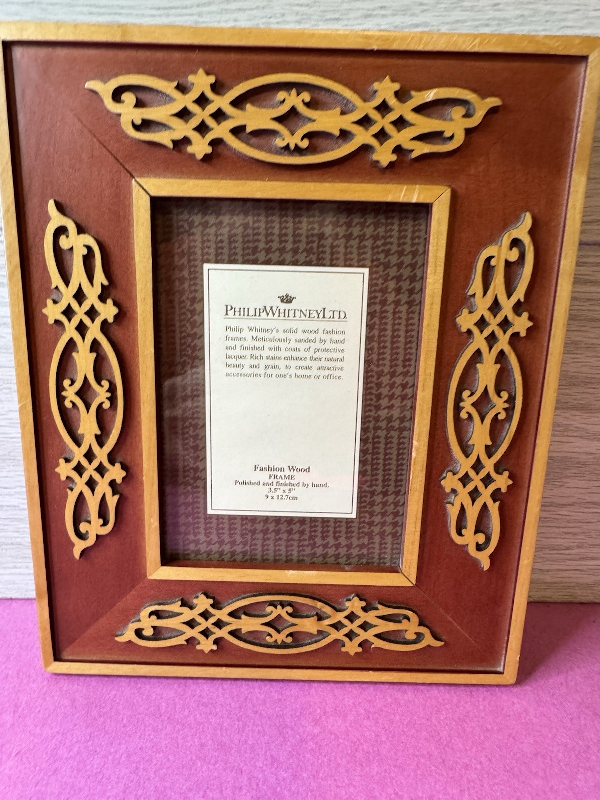 Vintage Philip Whitney Fashion Wood Picture Frame For 3.5”x 5” Photo