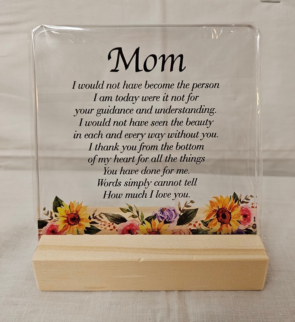 Mother Gift Mom Acrylic Desk Decor Present Grateful to My Mom Love Family D7
