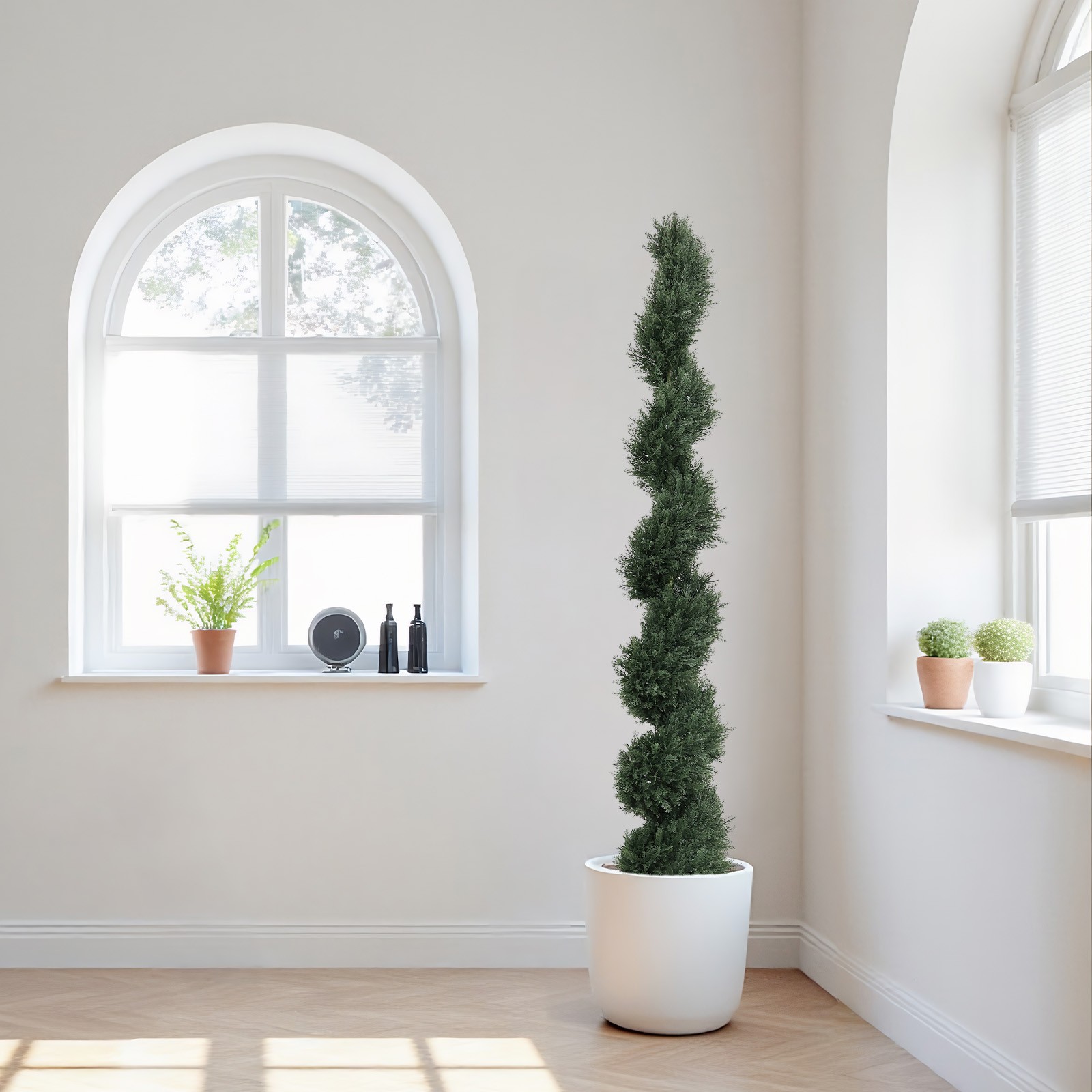 6FT Spiral Cedar Artificial Tree, 2 Pcs Green Plastic Outdoor Plant