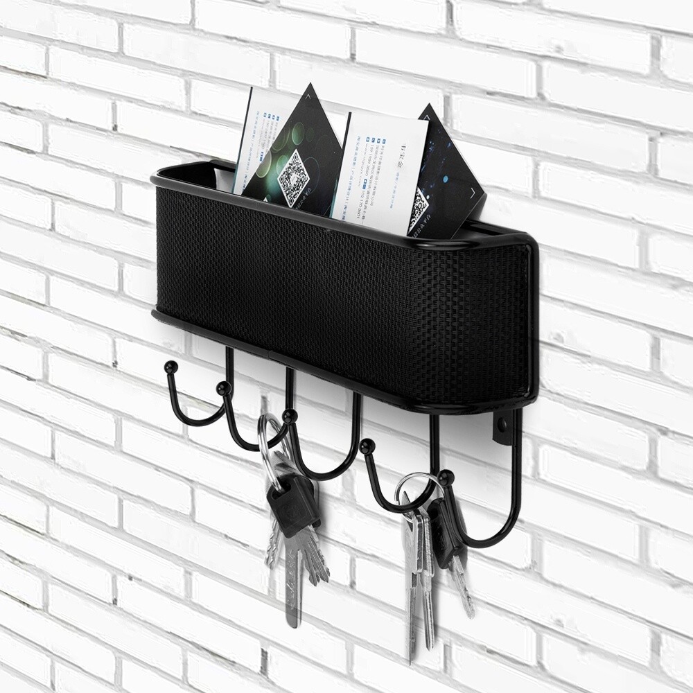 Wall Mount Key Rack Hanger Holder 5 Hook Chain Storage Keys Organizer Home Decor