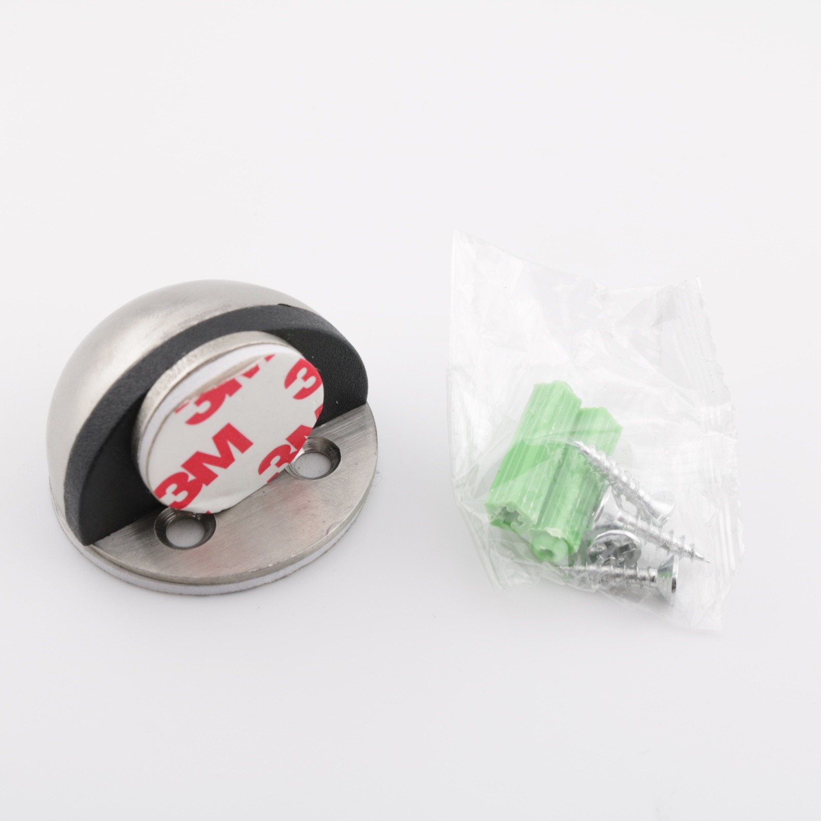 Stainless Steel Rubber Magnetic Door Stopper 1&Prime; Sticker Hidden Floor Mounted