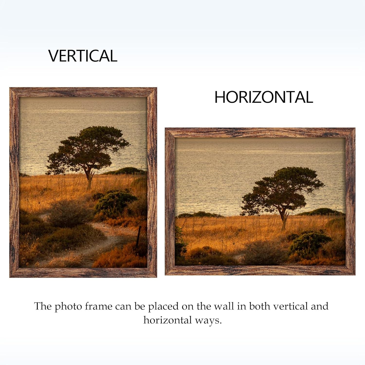 12×16 Picture Frame Brown, for Horizontal or Vertical Wall Mounting, 1 Pack