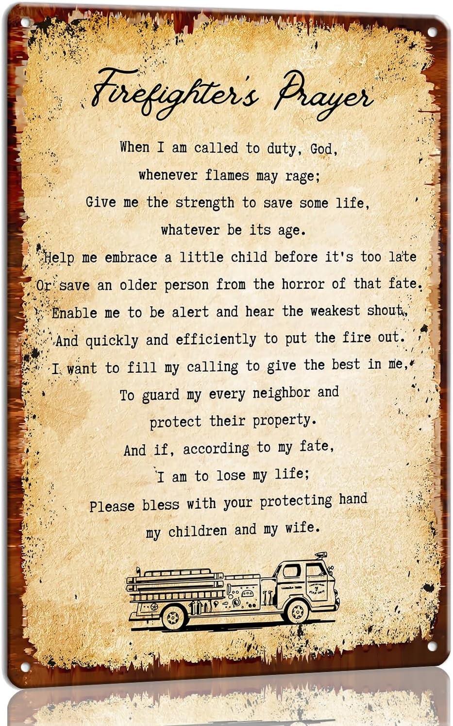 Panfegze A Firefighter&rsquo;s Prayer Wall Art Tin Metal Signs Inspirational Quote