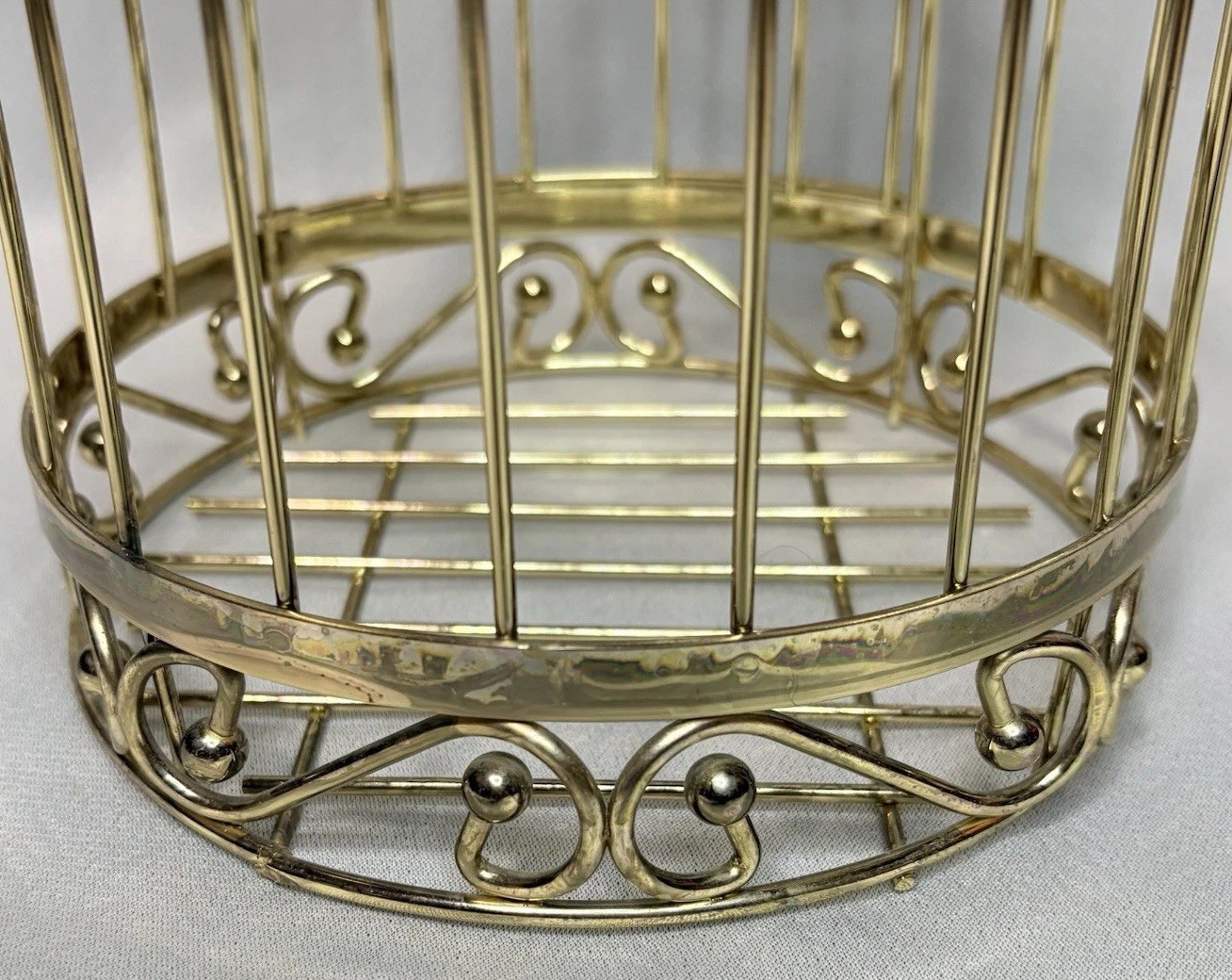 Vintage Gold Metal Birdcage Romantic Cottage Cottagecore Shabby Chic Decor 13”