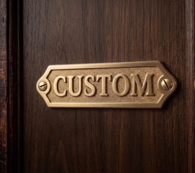 Custom Brass Door Name Plate Personalized Office Sign Engraved Metal Plaque Gift