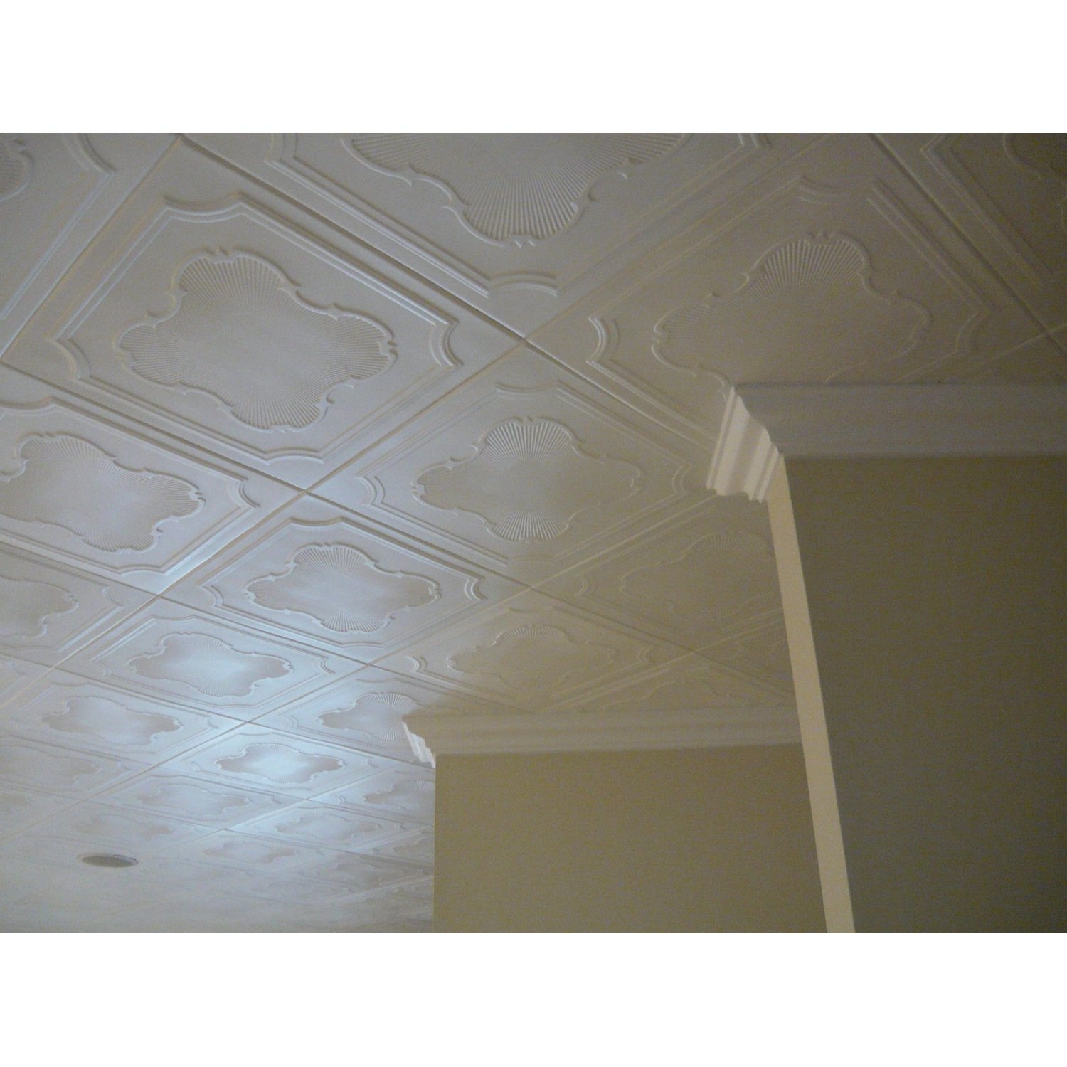 R37W WHITE CEILING TILE STYROFOAM GLUE UP TEXTURE 20&Prime;x20&Prime; Easy Installation