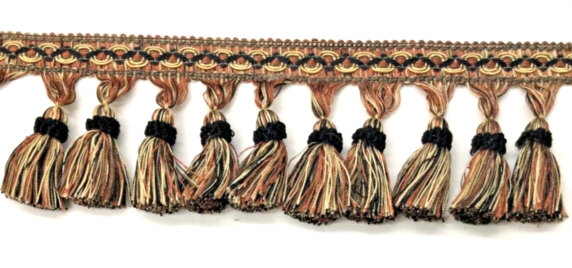 Tassel Fringe Trim 3.5&Prime; for Drapery Curtains Upholstery Pillows/ Copper & Gold