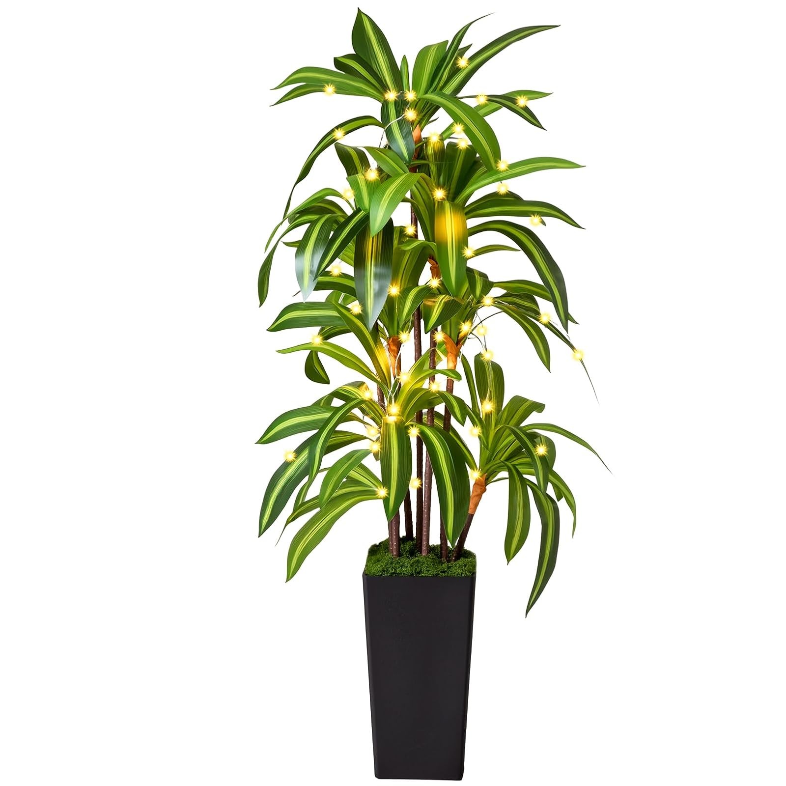Artificial Dracaena Tree 5FT Fake Plant Black Tall Pot