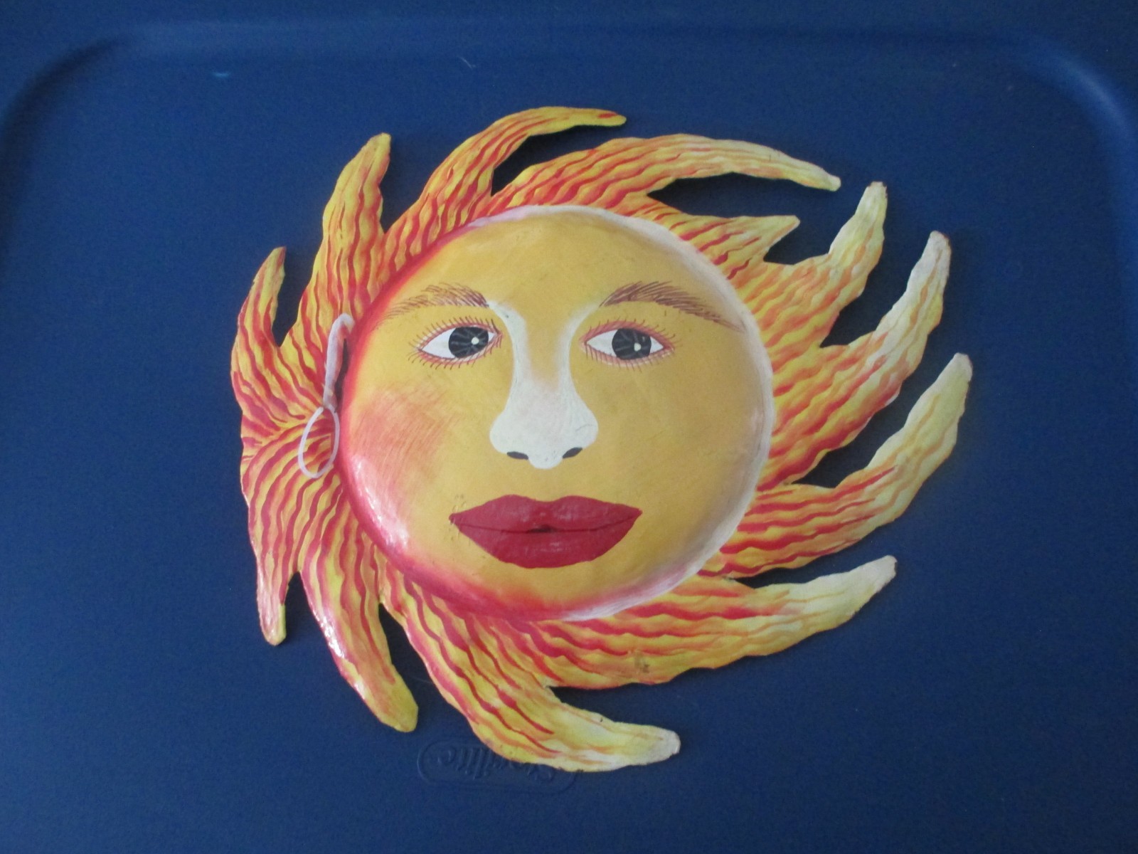 Painted Metal Sun Face Wall Decor