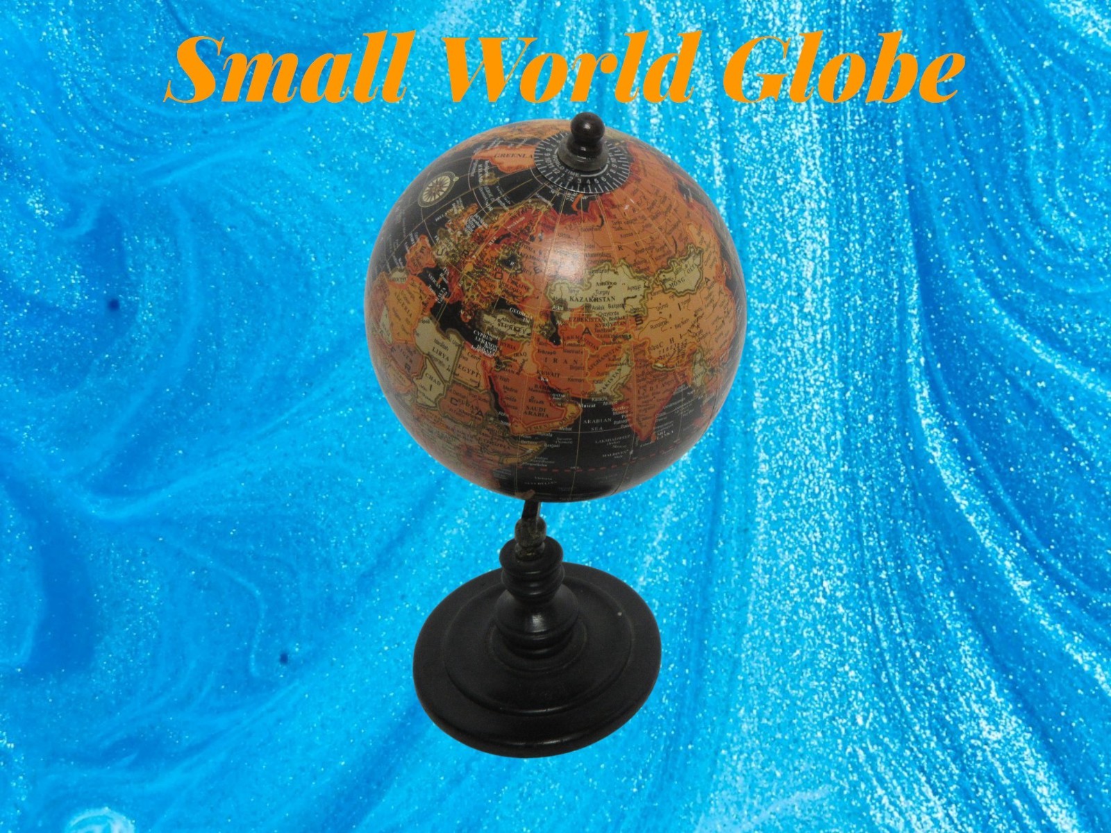 Tabletop World Globe Rotating Globe 9&Prime; Black Orange Brown Fall Autumn Decor
