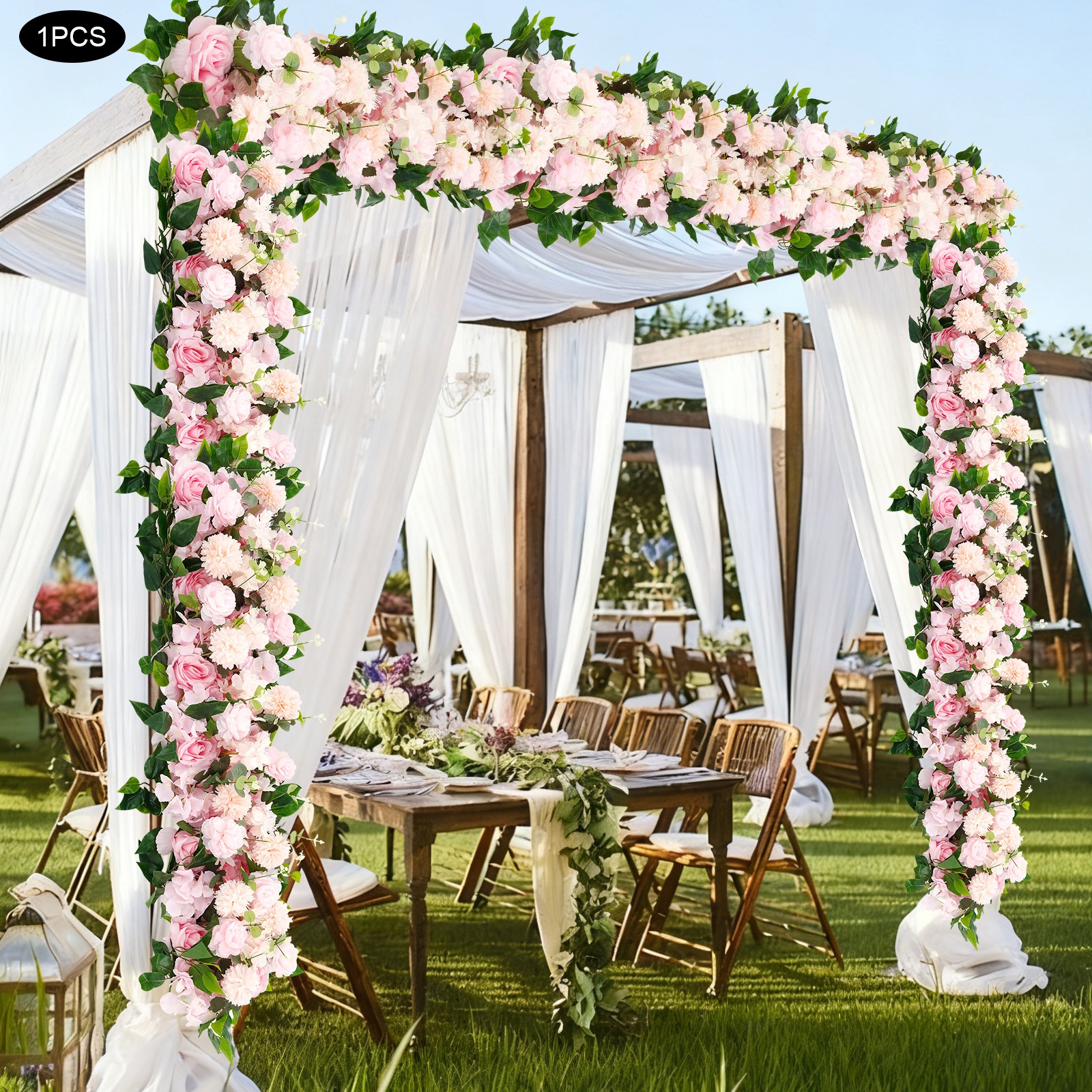 DIY Reusable Pink Artificial Flowers Row For Home Party Wedding 39.37*11.81in