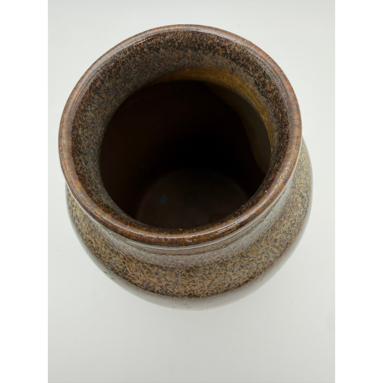 Vintage Studio Art Pottery Vase Brown Earth Tone Drip Glaze Stoneware MCM 5.5&Prime;