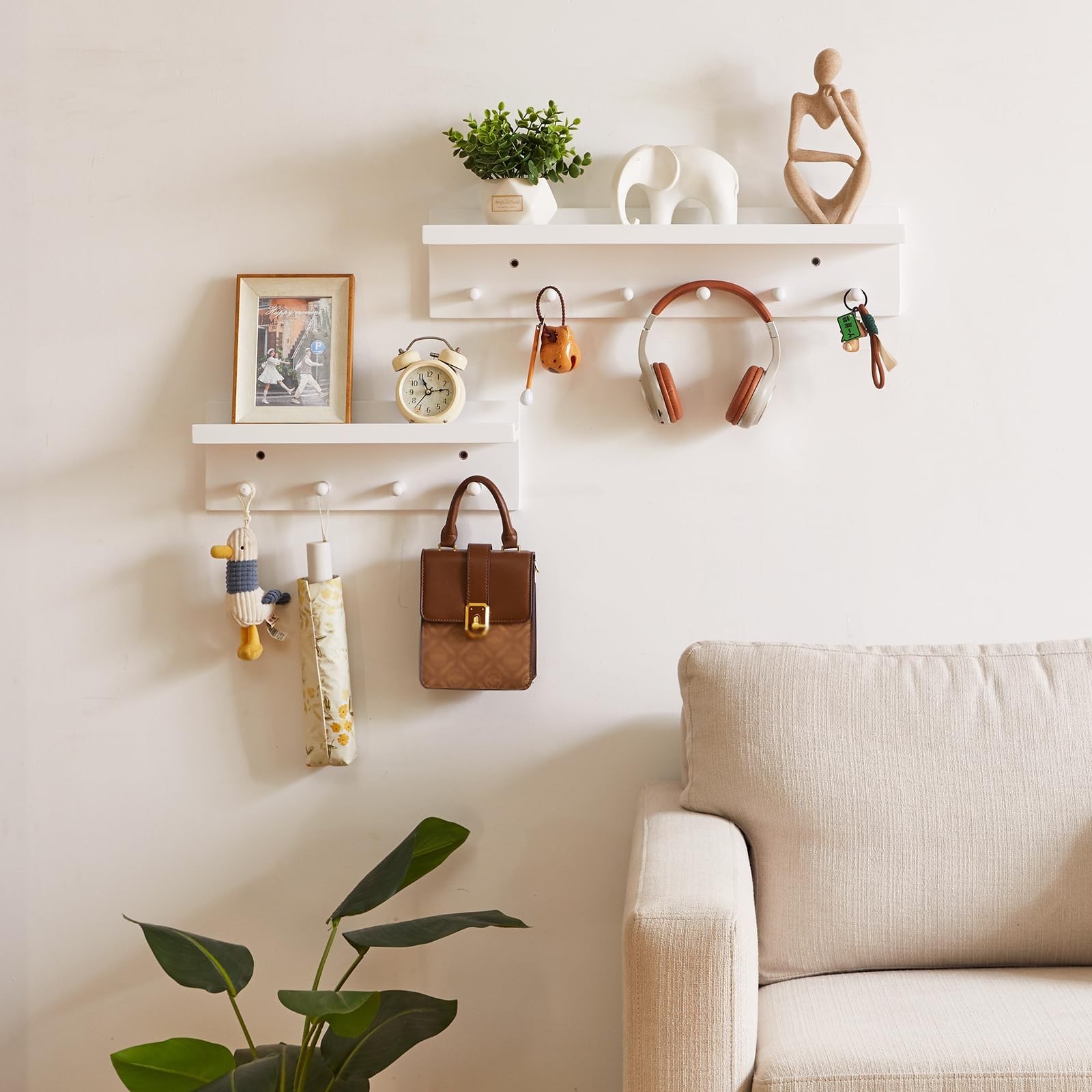 Wood Coat Hook with Wall-Mounted Shelf, 23.62in Entryway Wall Hanging Shelf, …