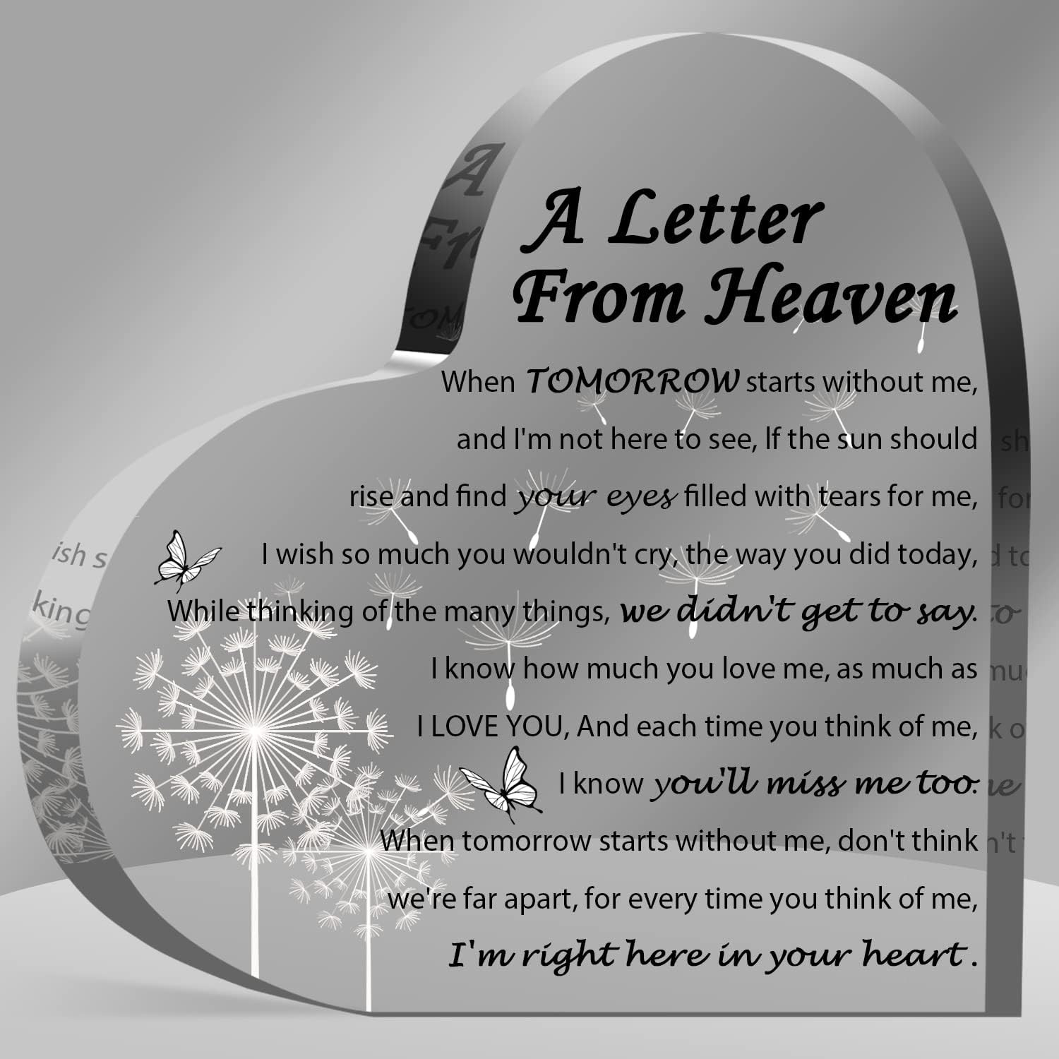 Sympathy Gifts – a Letter from Heaven- Memorial Gift for Loss of Mother Father H