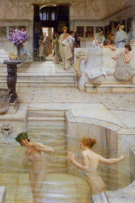 NUDE GIRLS BATH A FAVOURITE CUSTOM 1909 PAINTING BY LAWRENCE ALMA TADEMA REPRO