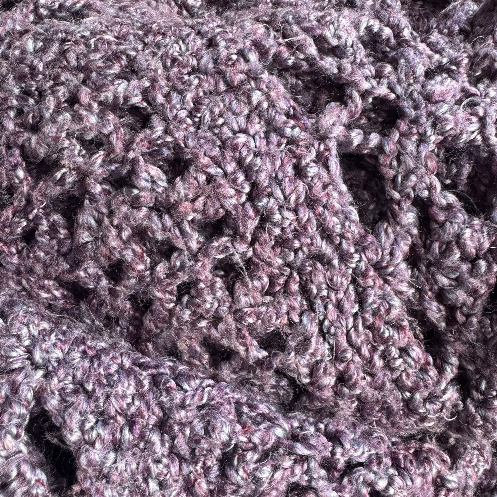 Homemade Afghan in purple 46” by 81” nice throw blanket