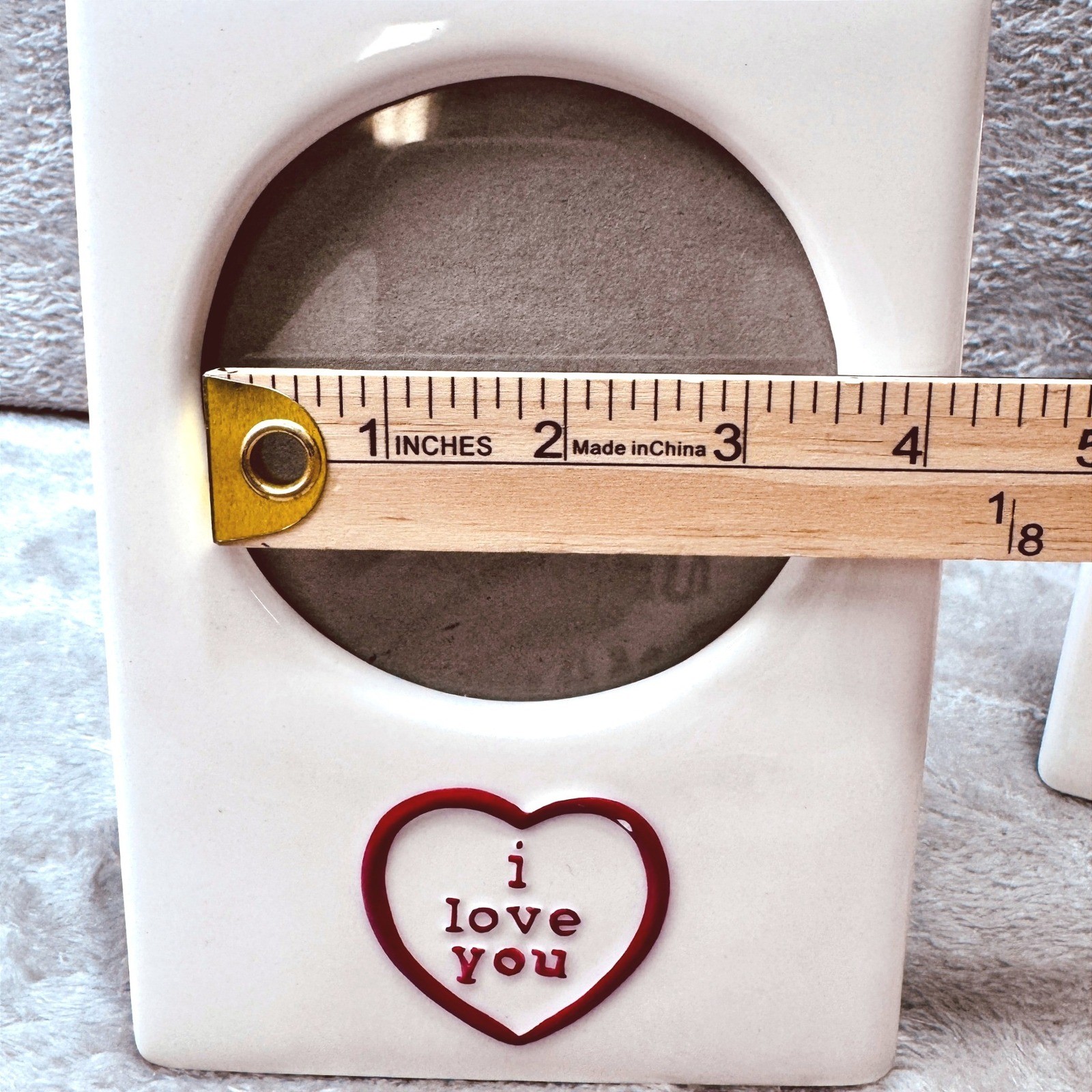Russ White Ceramic I Love You Heart Love Picture Frames Set of 2 Romantic Decor
