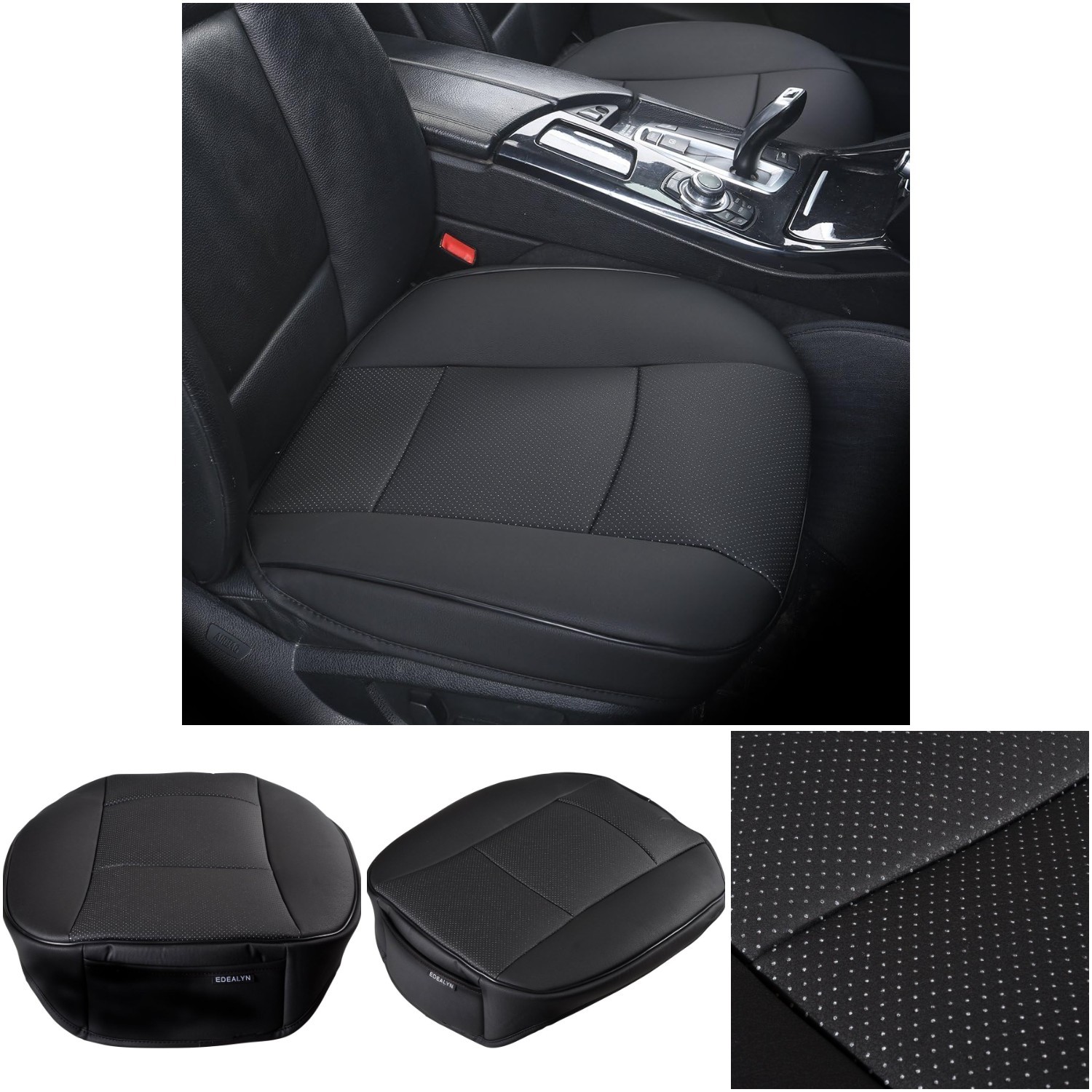 Ultra-Luxury Faux Leather Black Car Seat Cover Front Single 20.5×21