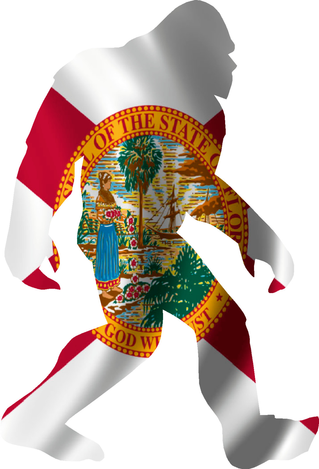 Bigfoot Florida Flag – 3.75&Prime; x 5.5&Prime; Vinyl Decal Sticker ebn-sp1696