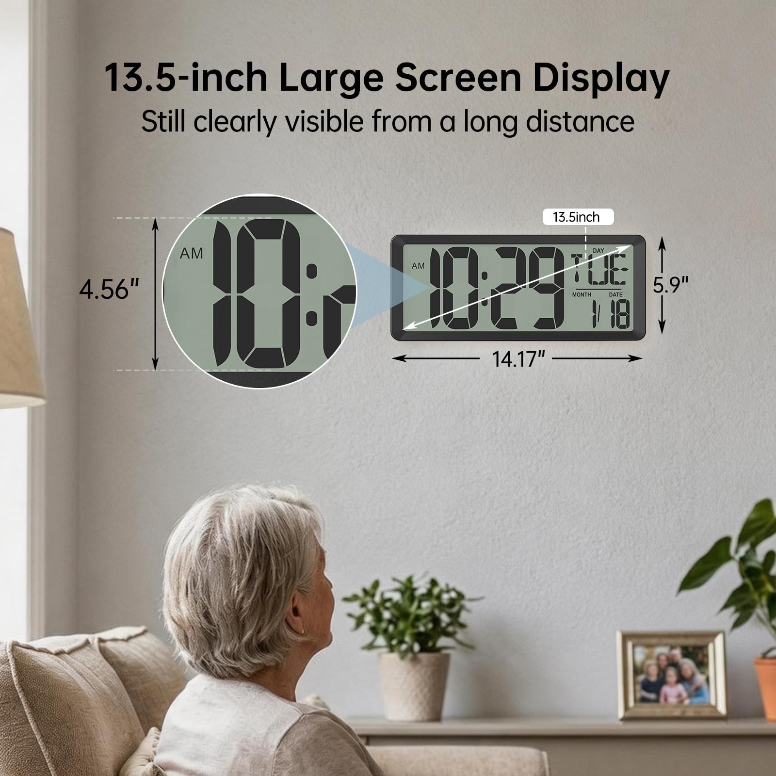 Wall Clock Multifunctional-Alarm/Date/Clander/DST/Temperature/Timer/8 Languages