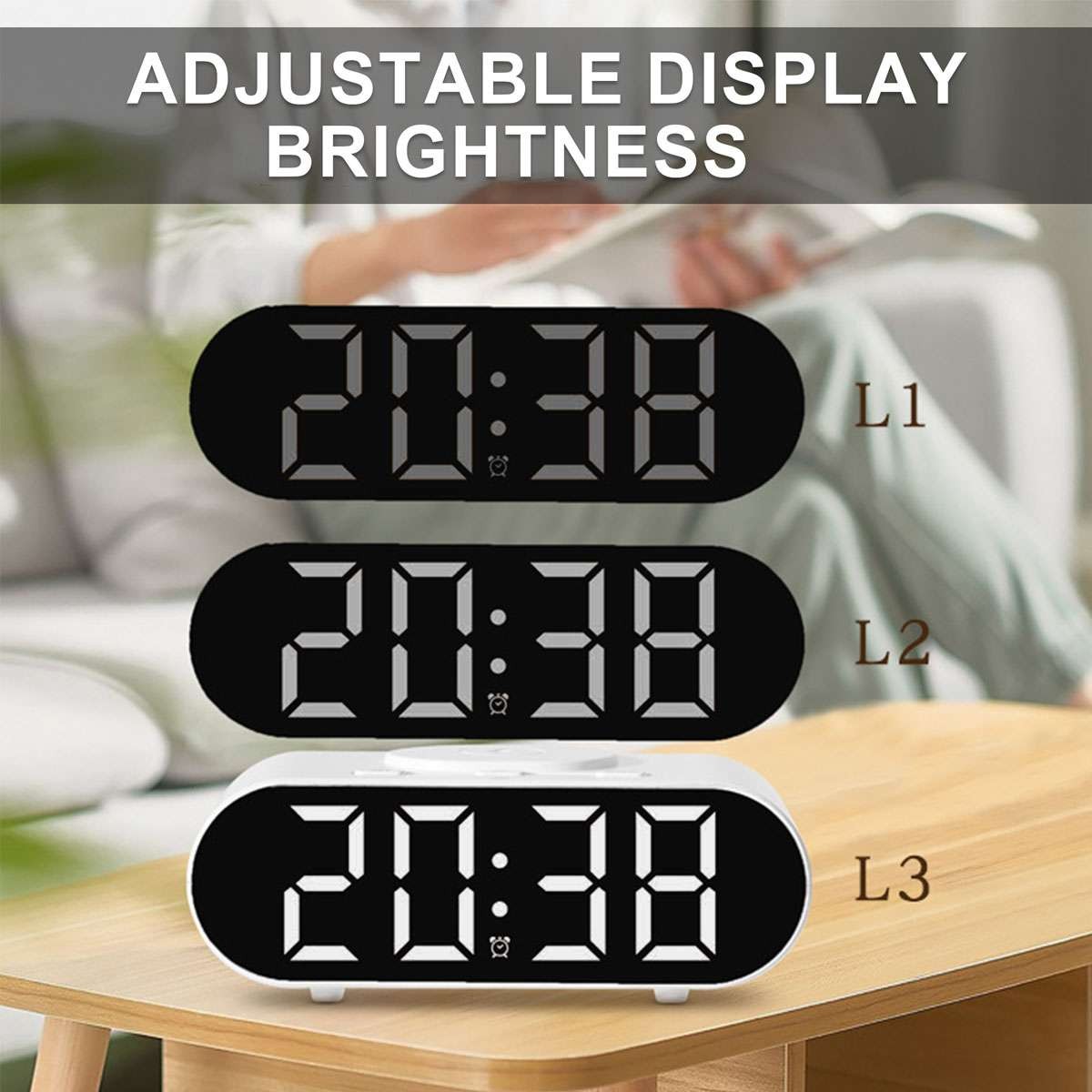 Modern Digital LED Nightstand Alarm Clock With Wireless Phone Charger NEW