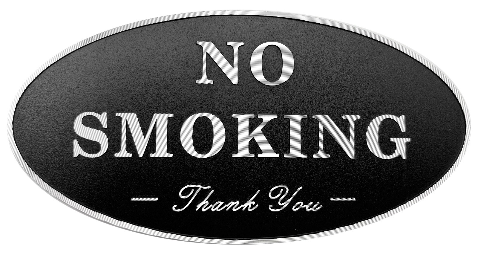 No Smoking Thank You Sign Self-adhesive Black and Silver 5.5×2.7 inch