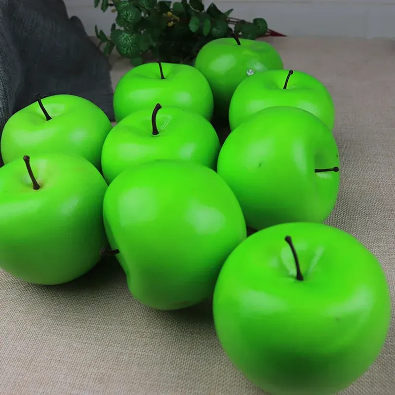 8cm Simulation Fruit Apple Plastic Fake Red Green Yellow Apples Photo Props