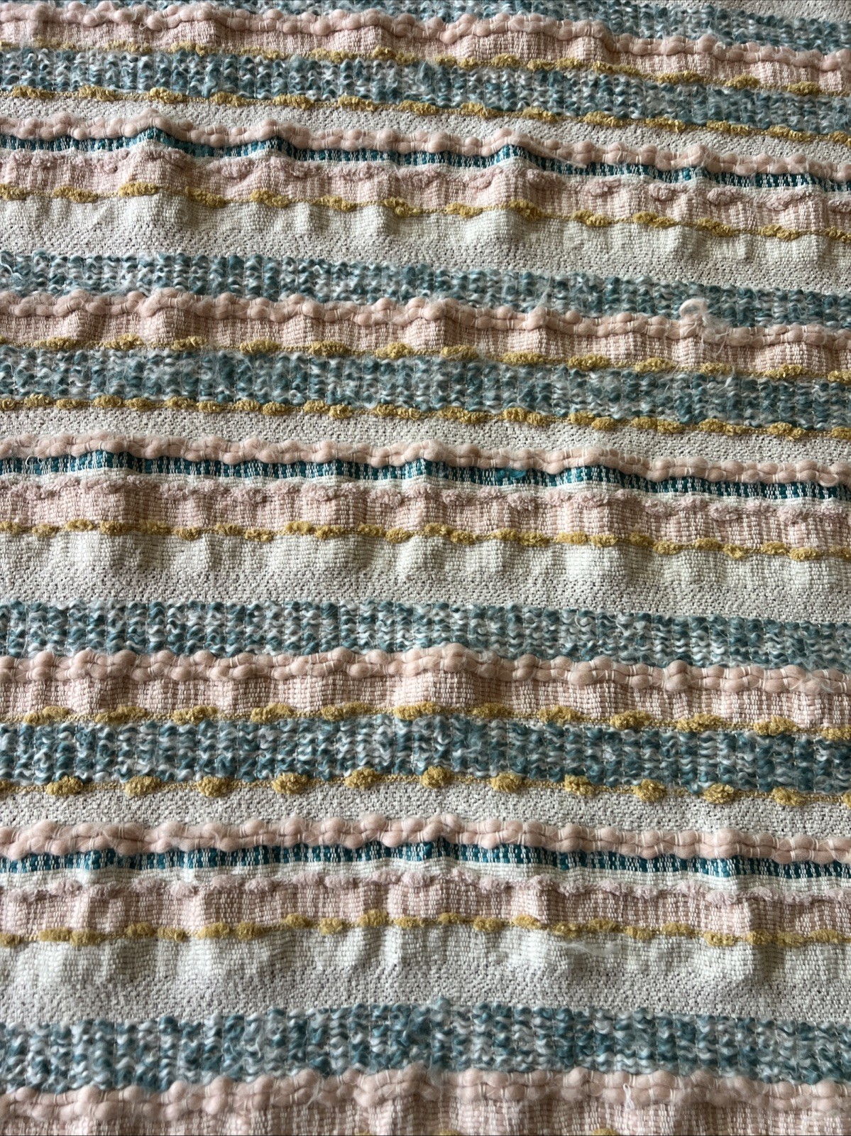 London Kaye Throw Multicolor Striped Embroidered Fringe Blanket 62×48 Boho