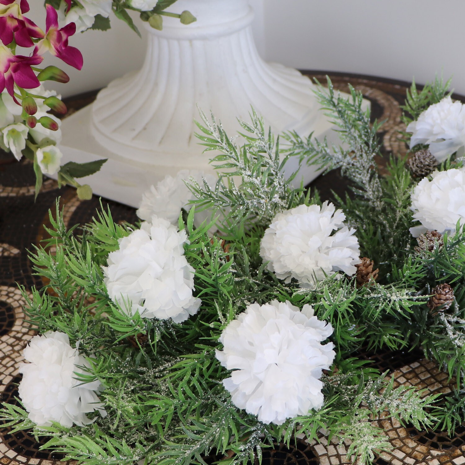 100 White Silk Carnation Picks: 5&Prime; Floral Stems for Events, D?cor