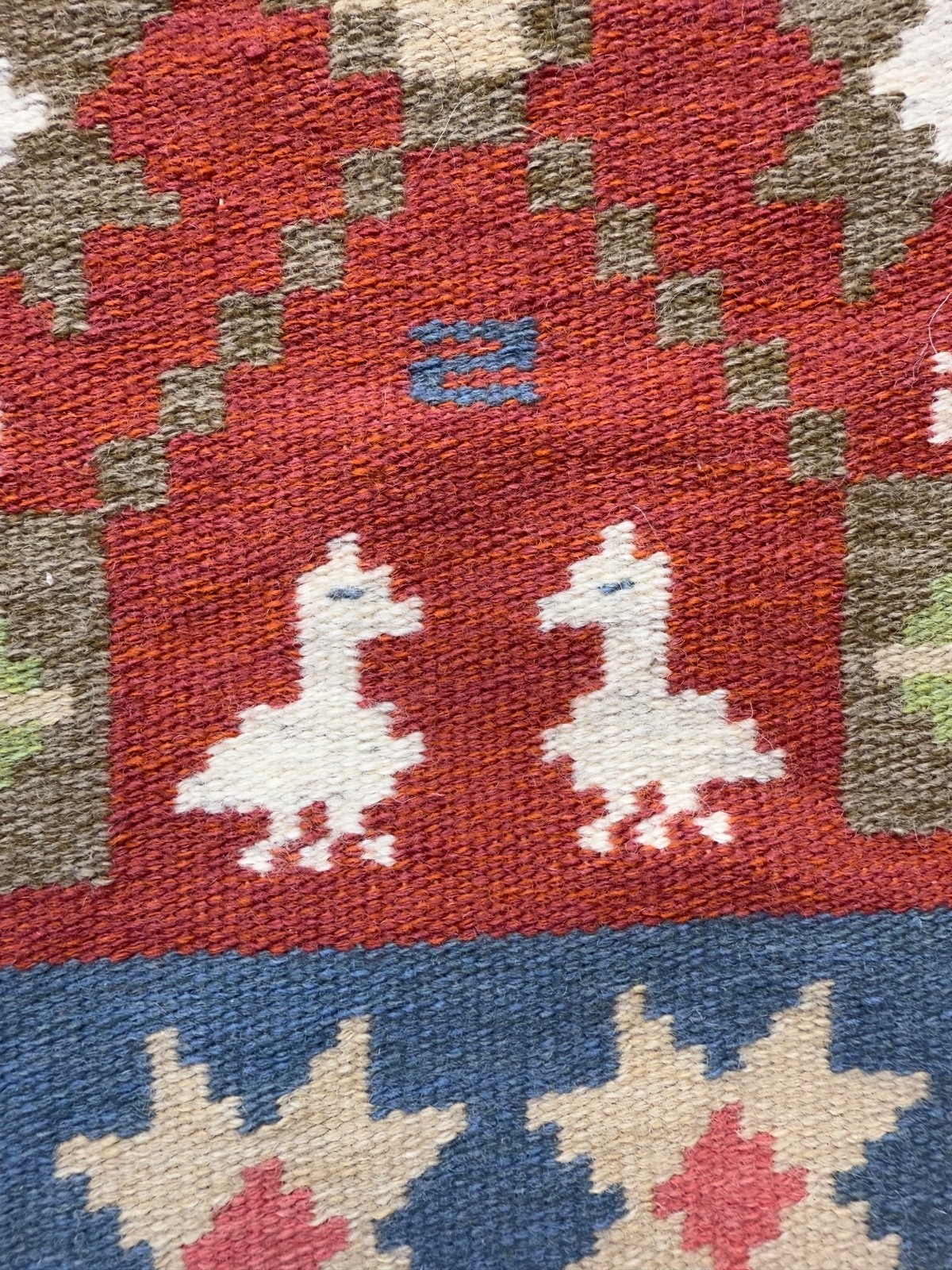 Vintage Gorgeous Hand Woven Swedish Scandinavian Signed LE Wool Weaving Tapestry