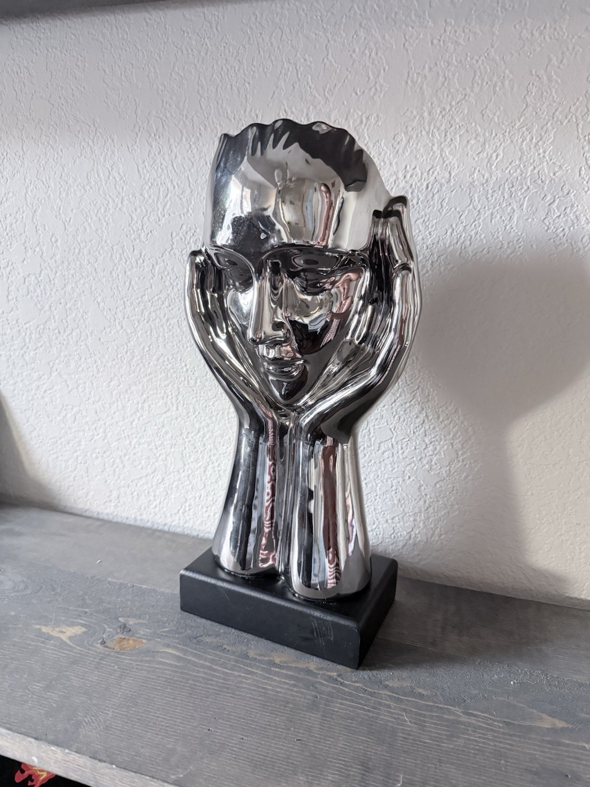 Chrome Hand Sculpture Modern Abstract Contemporary Art Decor Silver 13”