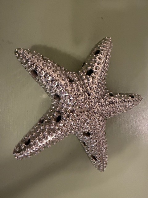 Decorative Coastal Metal Starfish Silver Tone 7.5 in