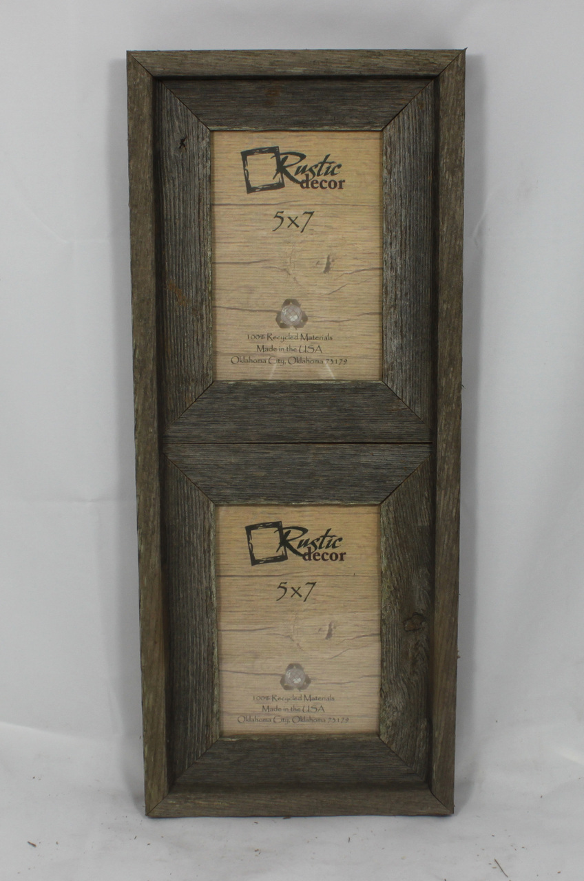 5×7-2.5&Prime; Wide Reclaimed Rustic Barn Wood Vertical Collage Frame – Holds 2 Photos