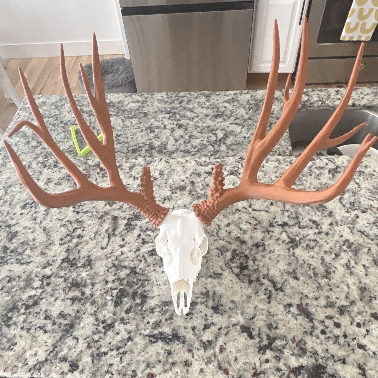 Deer Skull With Antlers Wall Mounted Decor White Brown Plastic 3D PRINTED