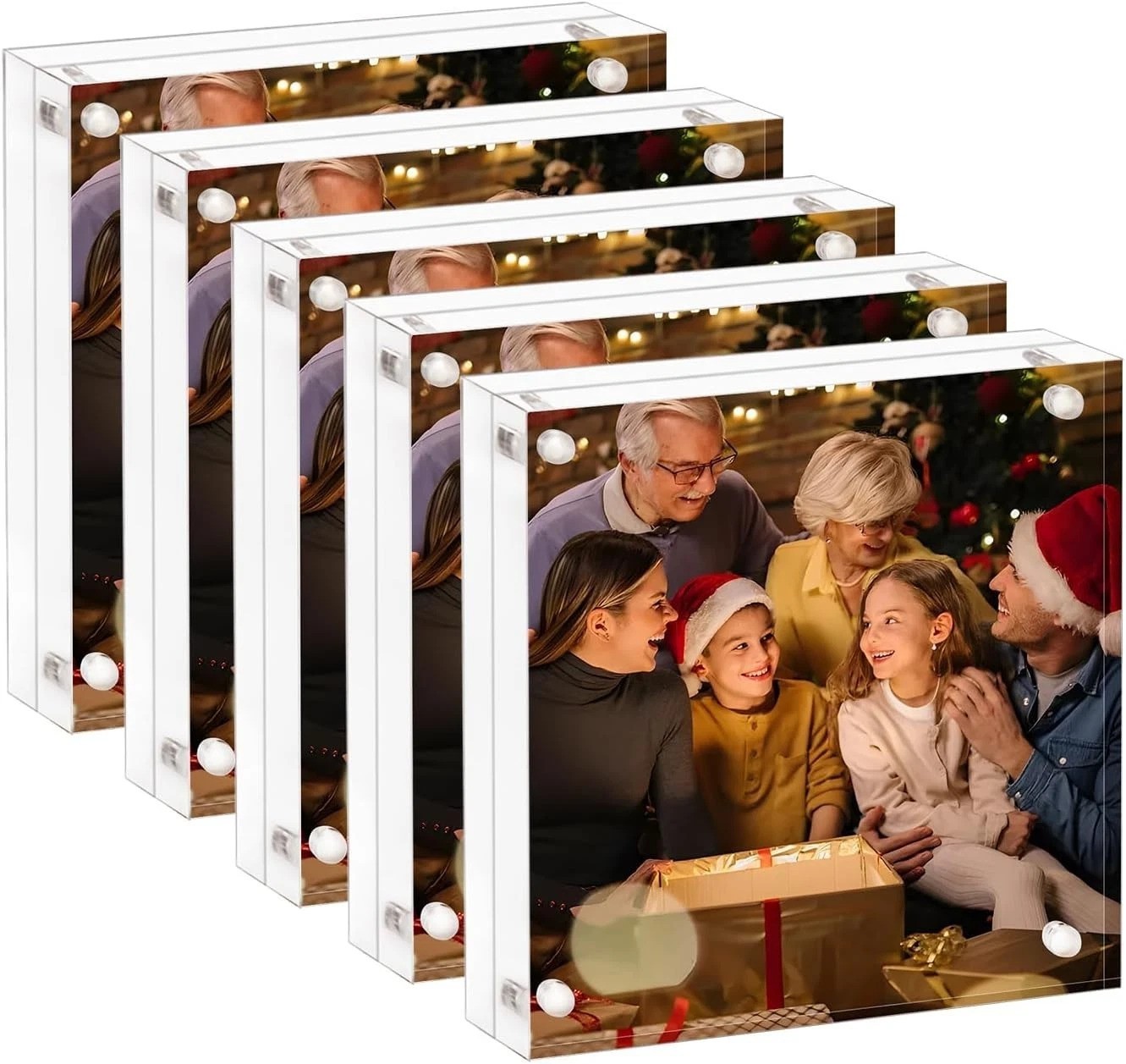 Modern 6×6 Acrylic Picture Frames – UV Protect, Frameless, 5pc Gift Box