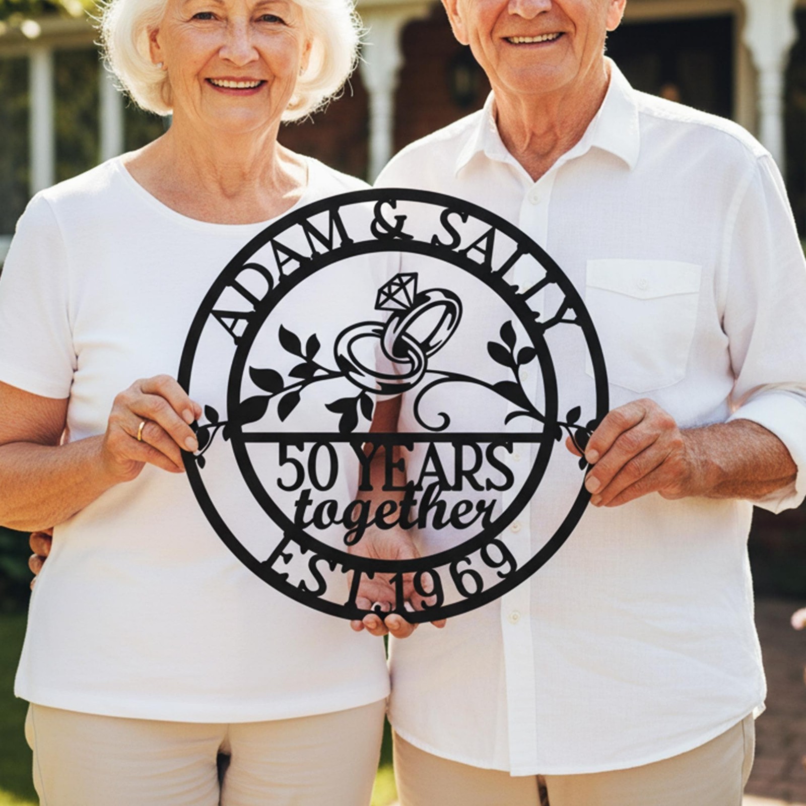 Personalized Anniversary Metal Sign: Custom Names & Established Year