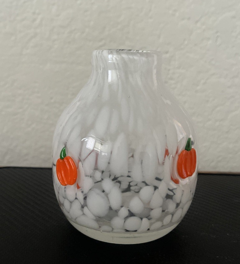 NWT Anthropologie Mystic Confetti Pumpkin Icon Glass Bud Vase
