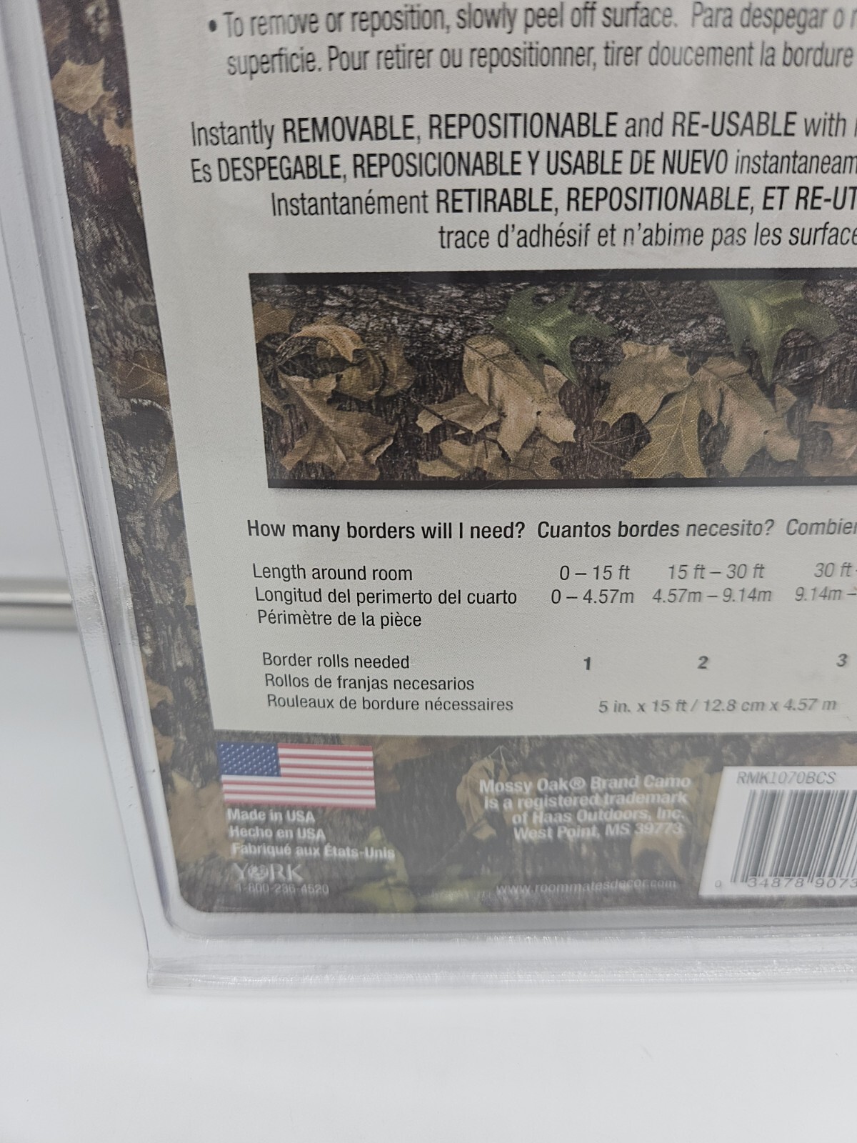 Mossy Oak Leaf Camouflage Wall Border Hunting Camo Cabin Peel & Stick Vinyl Art