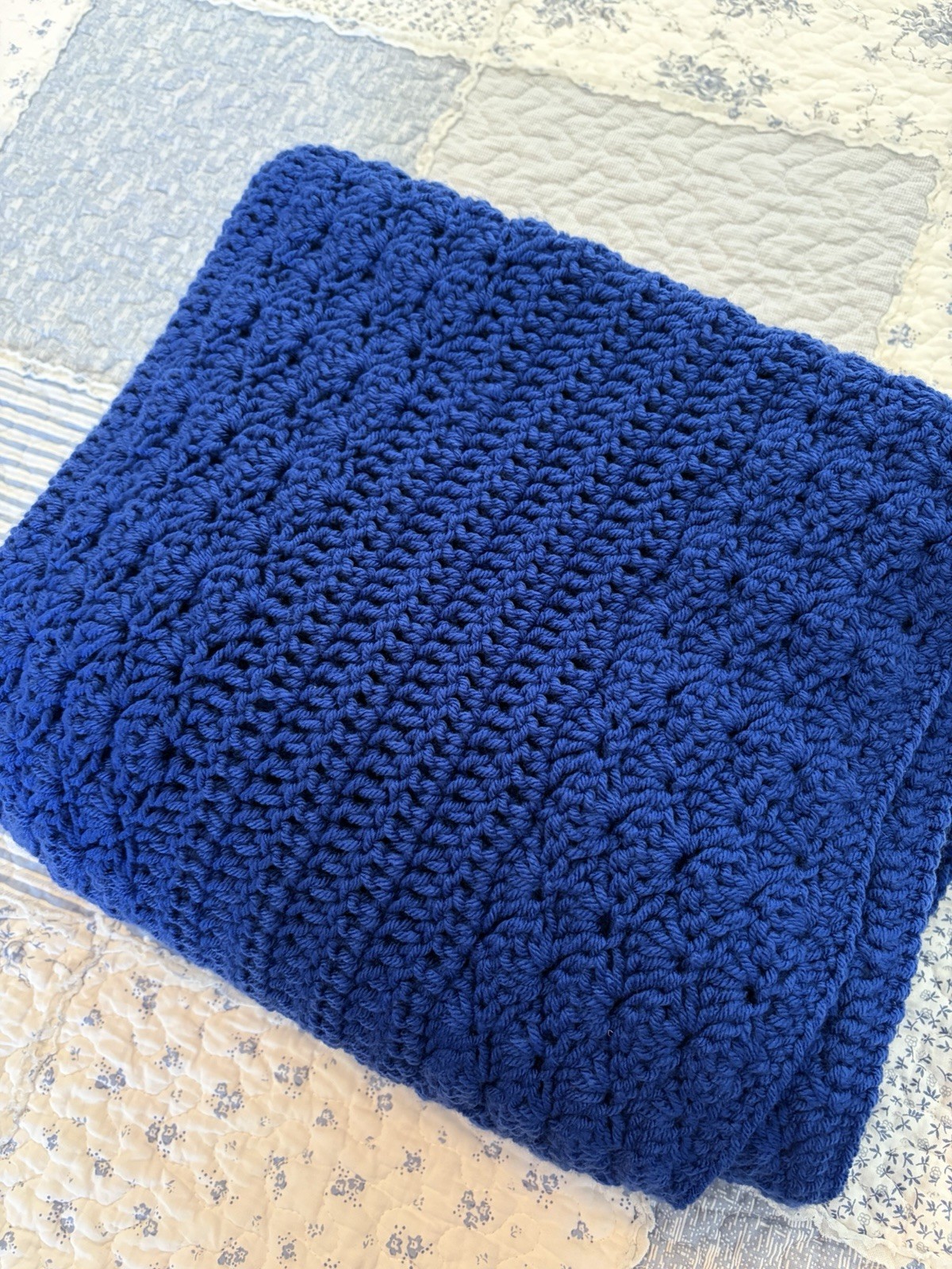 Handmade Sapphire Crochet Afghan 59”x54” NEW Acrylic Machine Washable