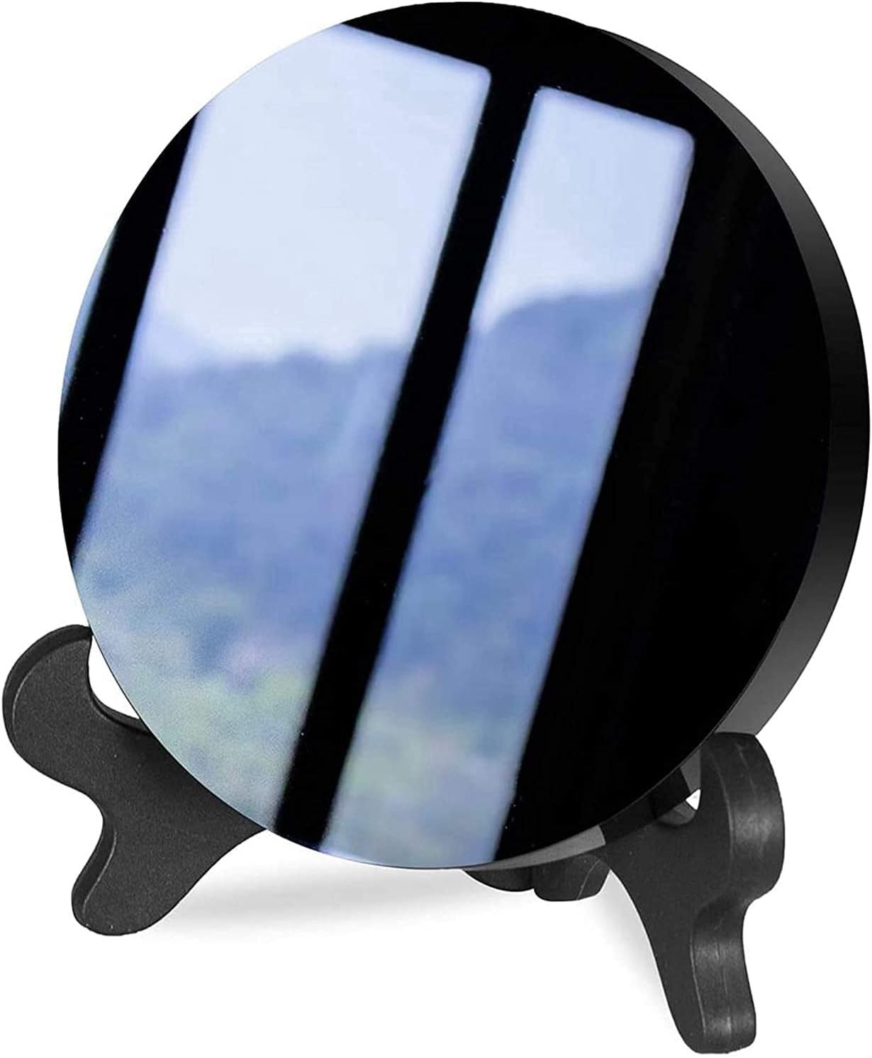 Black Obsidian Scrying Mirror Circle Disc Feng Shui Home Decor 8cm