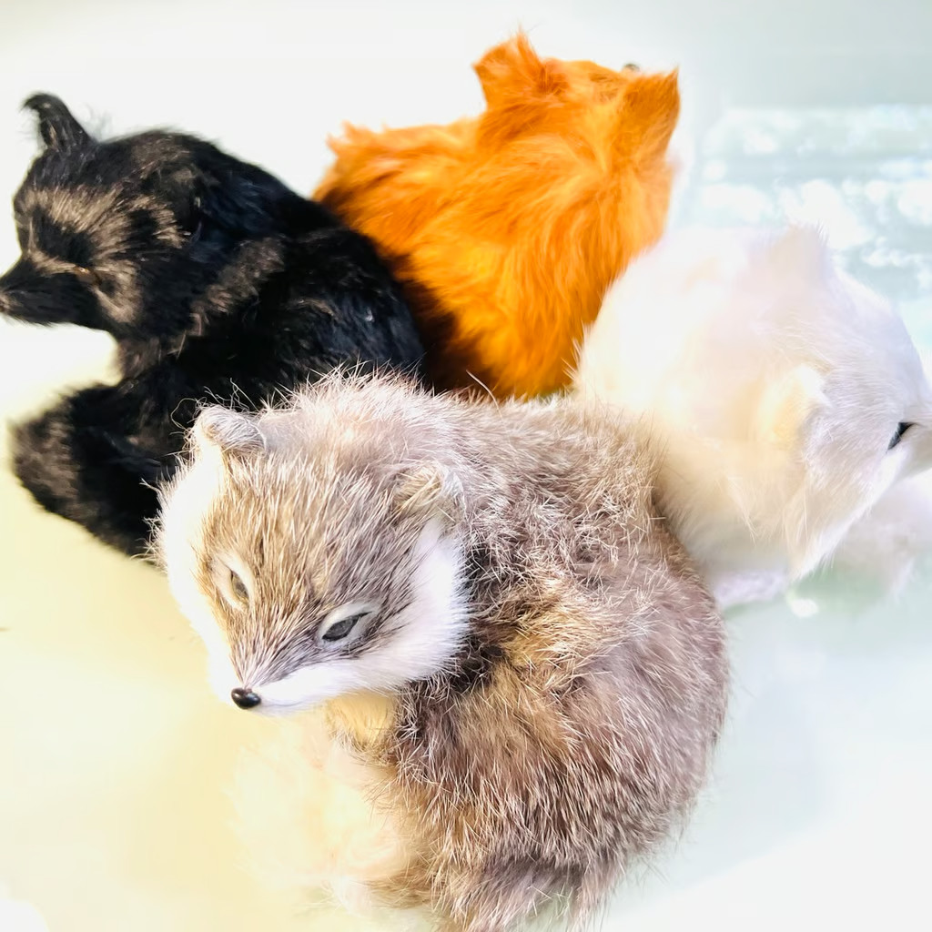 4 Faux Fox Table Desk Home Office Decor Realisitic Animal Set Figurine Fantasy