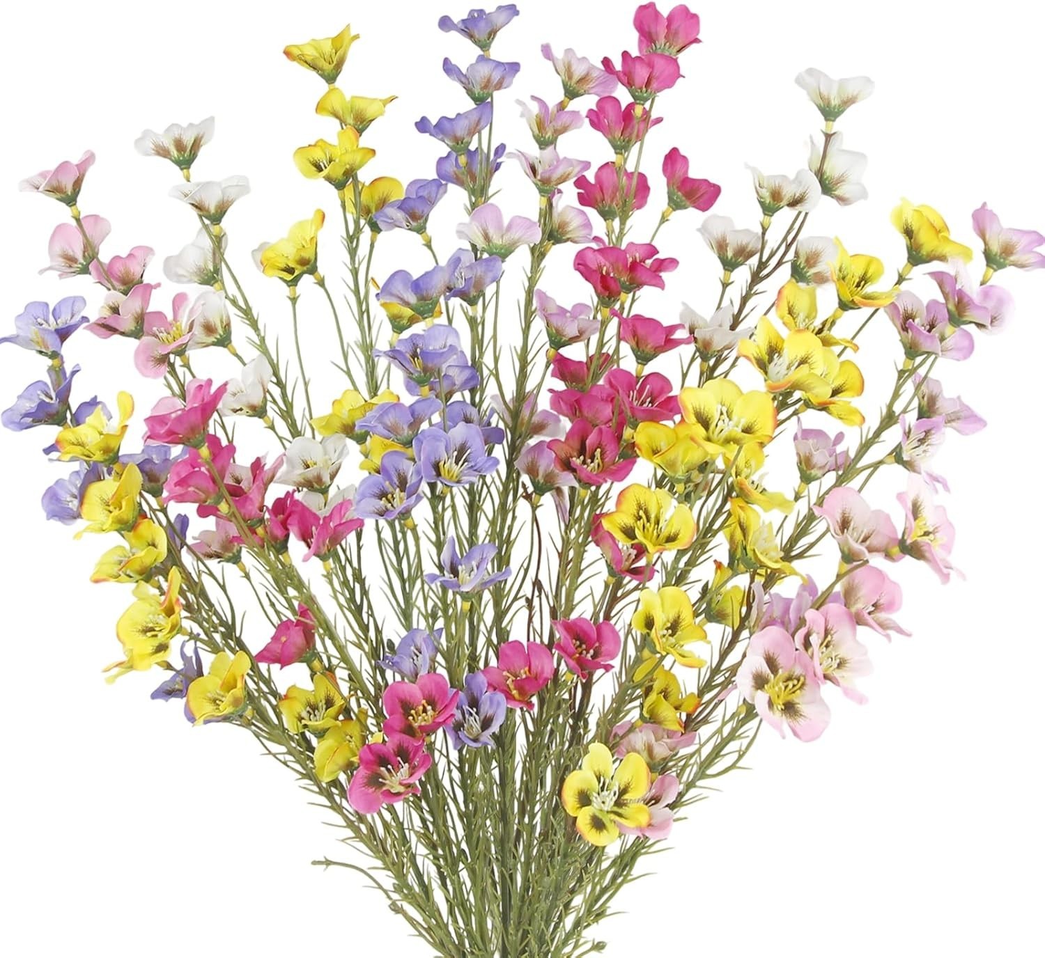 16PCS Gradient Multicolor Faux Wildflowers for Wedding Table Decor