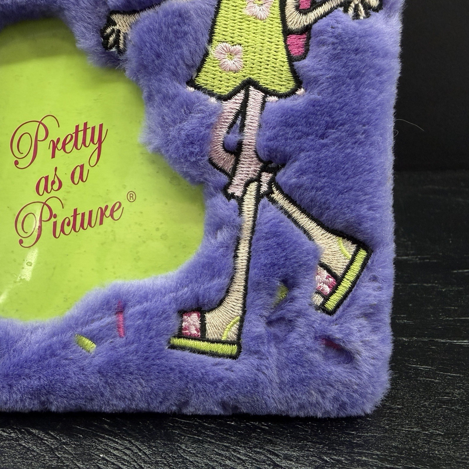 Y2K Fuzzy Plush Picture Frame Teen Stars Diva Purple Pink Lime Green