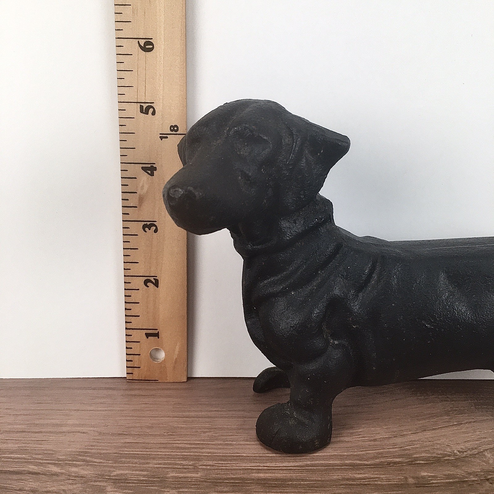 Vintage Cast Iron Dachshund Wiener Dog Doorstop Statue Black Heavy – 8&Prime;