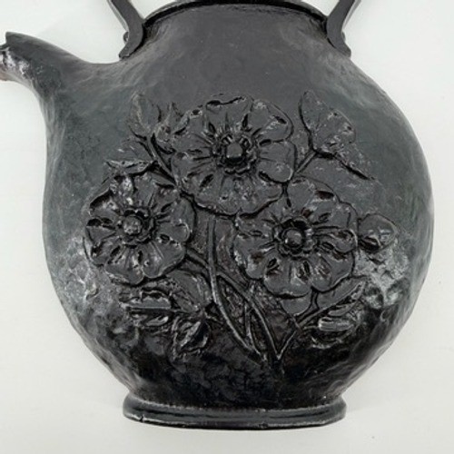 Vintage Homco 7262 Black Teapot Wall Plaque Floral Kettle Decor 1972 USA Made